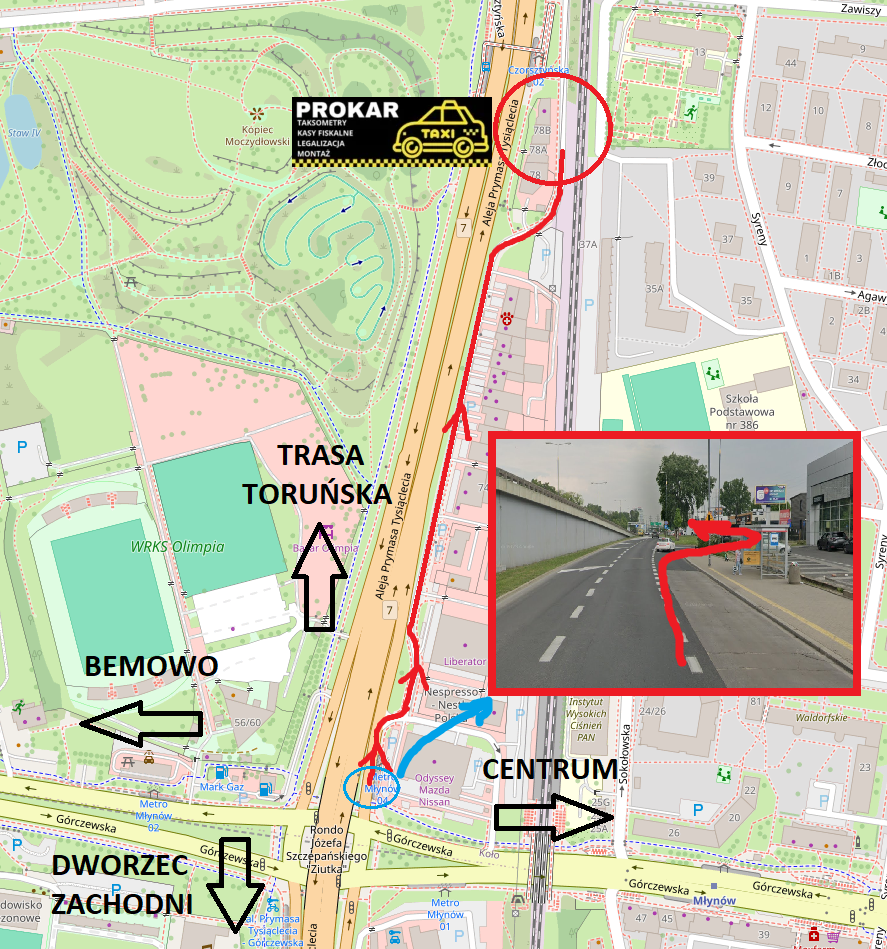 Prokar - serwis taksometrów. Dojazd od Prymasa tysiąclecia. Prokar - serwis taksometrów. Dojazd od Prymasa tysiąclecia.