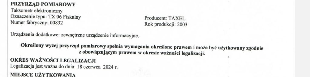 Jak sprawdzić ważność świadectwa legalizacji taksometru?