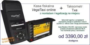 Taksometr Novitus TXe + kasa fiskalna Vega Taxi Online