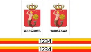 Przykład oznaczeń taksówki Warszawa z widocznym numerem licencji taxi.